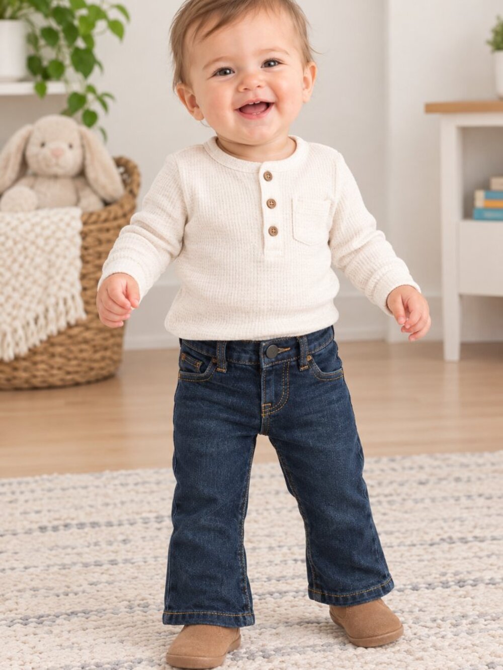 Wrangler Baby Western Bootcut Jeans Dark Blue Adjustable Waist 0-3M